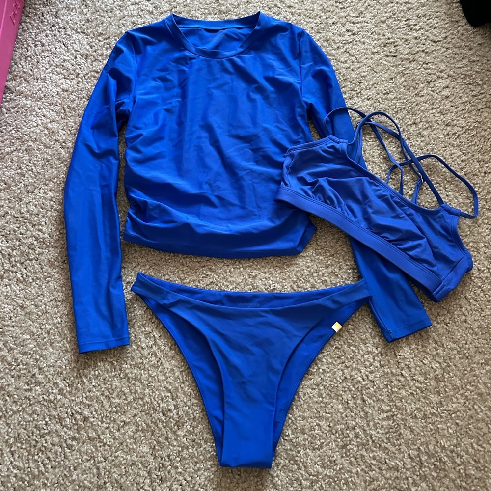 Summersalt Royal Blue Rashguard & Bikini Swim Set
